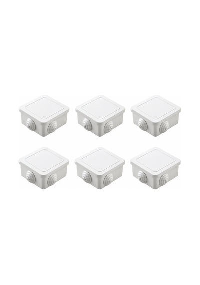 6'lı Set Beyaz Kare Buat Kutusu 85x85 Mm Pvc Duvar İçi Kablo Bağlantı Kutusu Elektrik Ek Kutusu