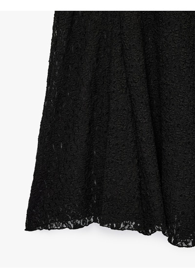 Koton Slim Fit Midi Dantel Etek Siyah 6sak10048pk