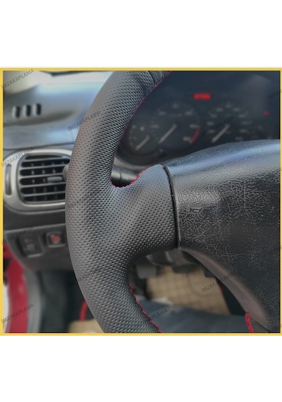 Peugeot 206 Araca Özel Direksiyon Kılıfı Noktalı Düz Kırmızı Dik