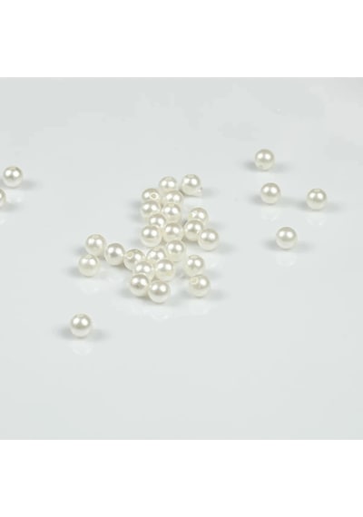 8 Mm Krem Renk İnci Boncuk, 500 Gr , Plastik İnci Boncuk