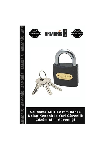 Gri Asma Kilit 50 Mm Bahçe Dolap Kepenk İş Yeri Güvenlik Çözüm Bina Güvenliği