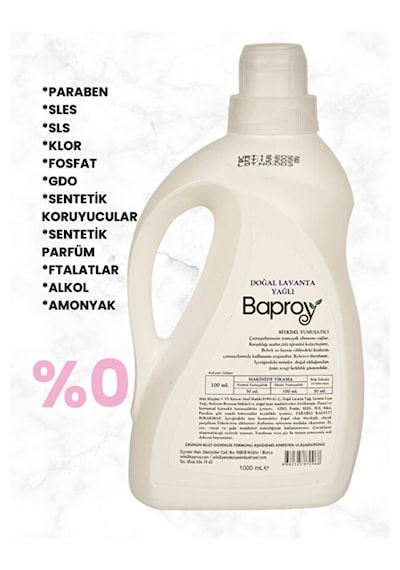 Baproy Bebekler Için Bitkisel Çamaşır Deterjanı 2x + Bitkisel Çamaşır Yumuşatıcısı Doğal Lavanta Yağlı 1lt