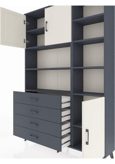 Arges Dolap 9 Raflı 4 Çekmeceli 3 Kapaklı 132x30x195 Antrasit-aytaşı/antrasit Aytası/antrasıt Arges Dolap 9 Raflı 4 Çekmeceli 3 Kapaklı 132x30x195 Antrasit-aytaşı/antrasit Aytası/antrasıt