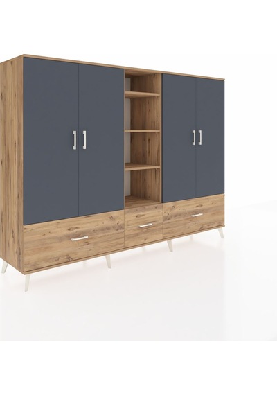 Hyperion Dolap 12 Raflı 3 Çekmeceli 4 Kapaklı 220x44x163 Çam-antr Çam-antrasit/çam Hyperion Dolap 12 Raflı 3 Çekmeceli 4 Kapaklı 220x44x163 Çam-antr Çam-antrasit/çam