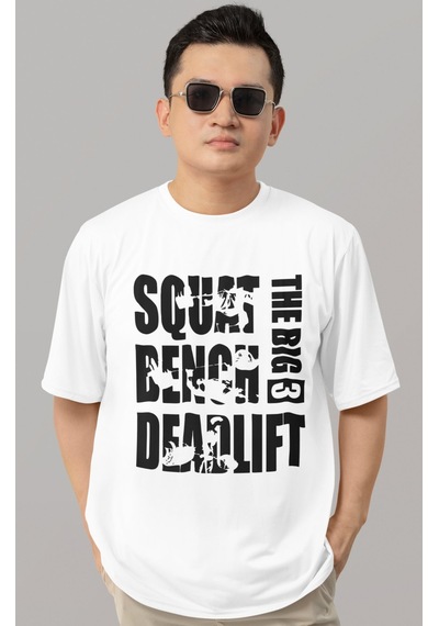 Tasarım Squat Bench Deadlift Fitness Bodybuilding Sporcu Baskılı Beyaz