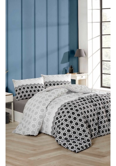 Tabu Home Geometrik Antrasit Çift Kişilik Nevresim Seti