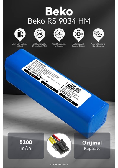 Beko Uyumlu Rs 9034 Hm 5200mah Robot Süpürge Bataryası K.k