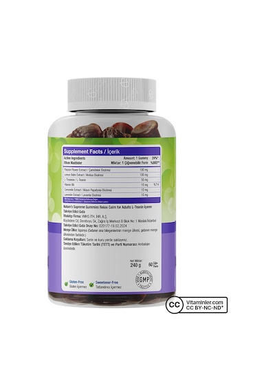 Natures Supreme Relax Gummies 60 Çiğnenebilir Form Böğürtlen