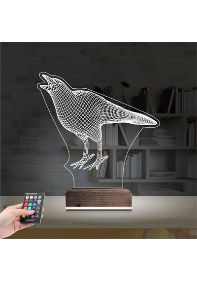 Luvivia Karga Kuş 3d Lamba - Masa Gece Lambası Şeffaf