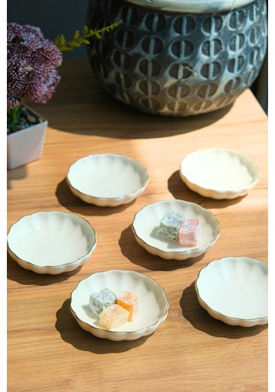 Kütahya Porselen Bone Luz Kase Altın File 6 Parça 8cm Bnlzf08kss220 Ekru