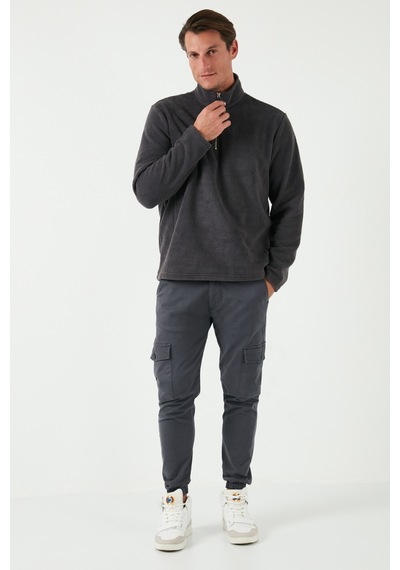 Buratti Slim Fit Dik Yaka Kışlık Şardonlu Erkek Polar 5906053 Antrasit