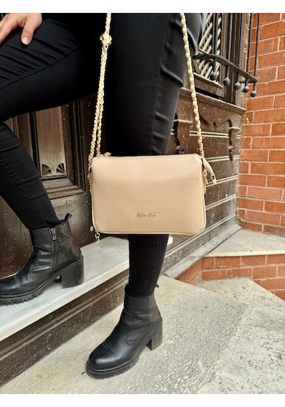 Just Polo Kadın Zincir Askılı Günlük Ve Özel Kullanıma Uygun Şık Tasarımlı Omuz & Çapraz Çanta Shoulder Bag Vizon