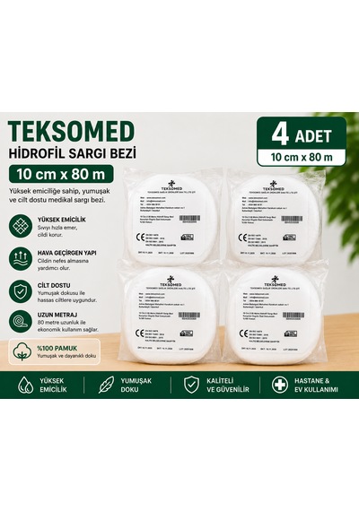Teksomed 10 Cm 80 M Hidrofil Sargı Bezi 4 Adet
