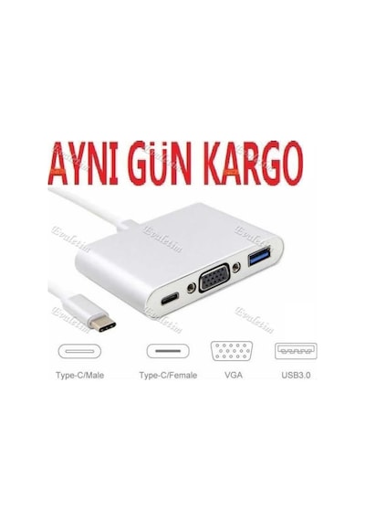 Usb 3.1 Type C To Vga Usb 3.0 4961A Çevirici Dönüştürücü Adaptor