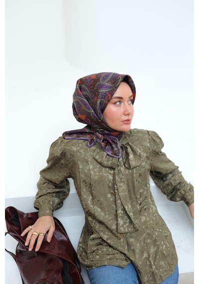 Silk Home Sura İpek Eşarp 11455-s21 Tarçın, Yeşil, Gül Kurusu, Mor, Kahverengi
