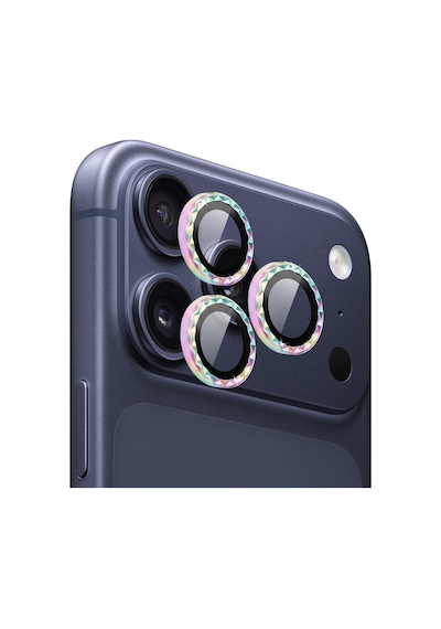 Apple iPhone Uyumlu 17 Pro / 17 Pro Max İçin Ipg Prolens Kamera Lens Koruyucu Elmas Kesim Çerçeveli, Kırılmaz Cam Çok Renkli