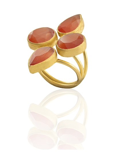 Kadir Jewellery 22 Ayar Altın Kaplama Zirkon Taşlı Kadın Vintage Yüzük Kırmızı 28353716
