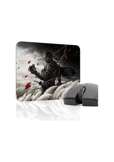 Ghost Of Tsushima Kaymaz Dikişli Kauçuk Oyuncu Mousepad V2 - 22x18 Gaming Mouse Pad Fare Altlığı