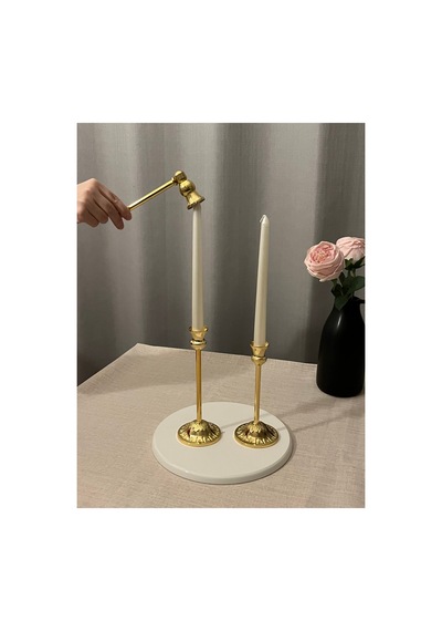Rustik Gold 2'li Şamdan & Mum Söndürücü Seti Gold - 806007901 Gold