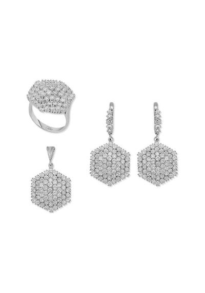 Gümüş Zirkon Taşlı Altıgen Kadın Set (510776030)