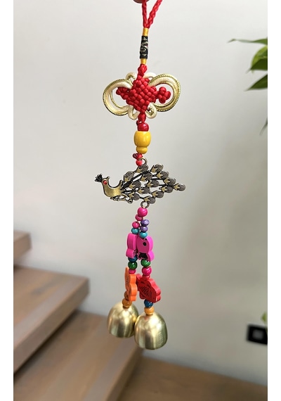 Mini Tavuskuşu Renkli Rüzgar Çanı/feng Shui Bereket Zili