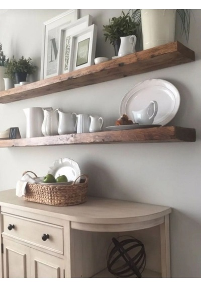 Dekoratif Doğal Ahşap 2 Li 80 X 15 X 4 Cm Gizli Aparatlı Raf Ahşap