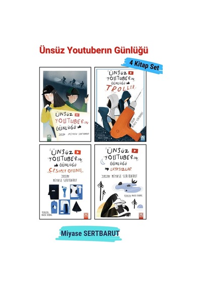 Ünsüz Youtuberın Günlüğü 4 Kitap Set, 1.kitap, Troller, Cesaret Oyunu, Layksızlar ,miyase Sertbarut
