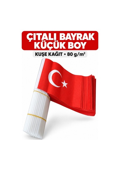 Çıtalı Bayrak Kağıt 20x12 Cm 5 Adet Ay Yıldızlı Türk Bayrağı Çıtalı Sopalı Küçük Bayrak Plastik Çubuklu Bayrak Diğer