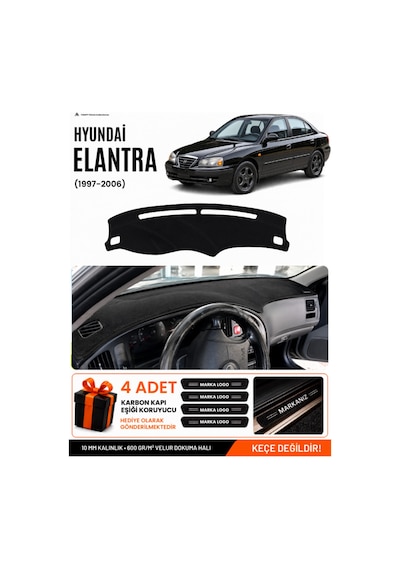 Hyundai Elantra 1997-2006 Uyumlu Torpido Koruma, Torpido Örtüsü, Torpido Kılıfı - Siyah