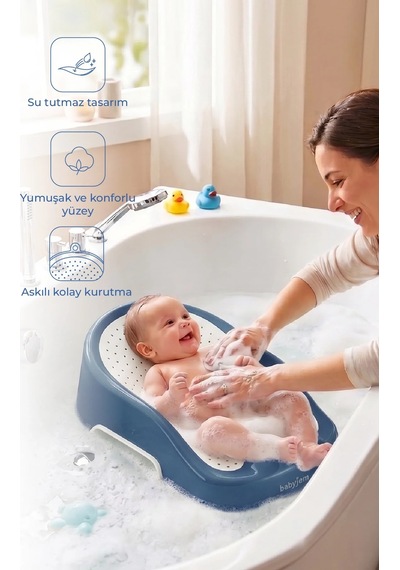 Babyjem Soft Banyo Desteği Bebek Yıkama Yardımcısı İndigo Mavi Çok Renkli