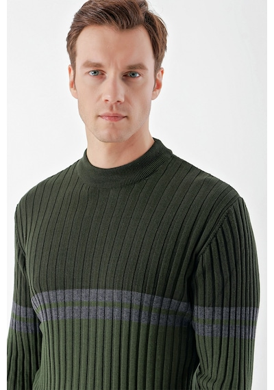 Morven Erkek Haki Trend Panolu Bato Yaka Dynamic Fit Rahat Kesim Triko 24kc017013710 Haki