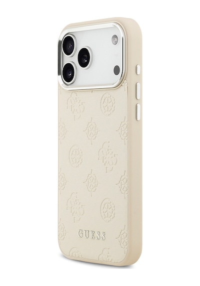Apple Uyumlu iPhone 17 Pro Max Kılıf Guess Lisanslı M-safeli Sıcak Baskılı Klasik Yazı Logolu Pu Deri Peony Bej Bej