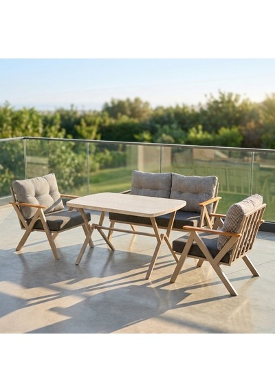 Venedik 2+1+1+ 70x120 Traverten Masa Metal Balkon Takımı Keten Dokulu Kumaş Cappuccino Metal - Bahçe Teras Oturma Grub Gri - Antrasit Venedik 2+1+1+ 70x120 Traverten Masa Metal Balkon Takımı Keten Dokulu Kumaş Cappuccino Metal - Bahçe Teras Oturma Grub Gri - Antrasit