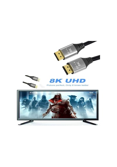2 Metre 8k Uhd Displayport Kablo 1.4v Displayport Kablo
