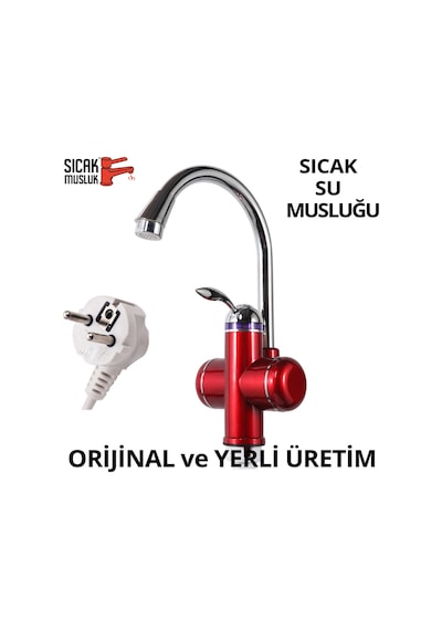 Sıcak Musluk Elektrikli Sıcak Musluk Ani Su Isıtıcı Termal Şofben Musluk Kırmızı