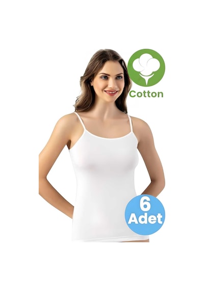 Tezzgelsin Kadın 6'lı İp Askılı Pedli Pamuklu Atlet Beyaz