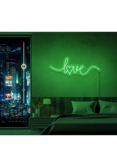 Love Yazılı Neon Tabela Yeşil