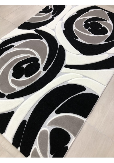 Kaşmir Halı Jade 146X233 Je 0018-03 Siyah Beyaz 4 M2 Halı !