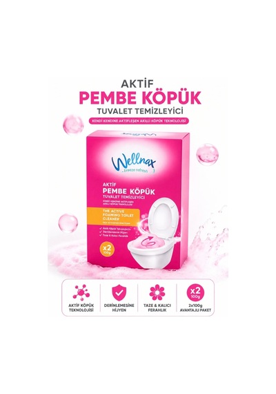 3 Lü Aktif Mor/pembe/mavi Köpük Tuvalet Temizleyici Kireç Çözücü 2x100 Gr