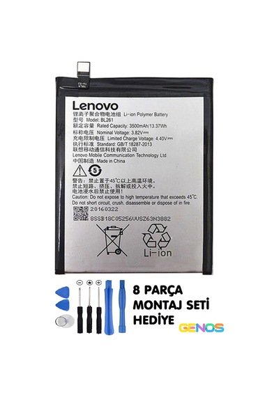 Lenovo K5 Note A7020a48 Pil Batarya 3500 Mah Bl261 + Montaj Set