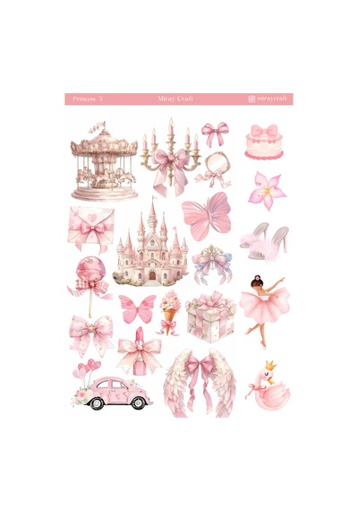 1 Sayfa Prenses Temalı Sticker 12x17 Cm Bullet Journal, Scrapbook, Ajanda Ve Planlayıcı İçin Diğer