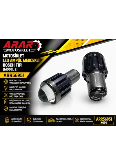 Motosiklet Led Ampül Mercekli Bosch Tipi Model 2 -arr56951 Beyaz Işık