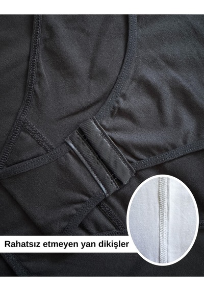 Alya Underwear Kadın Ip Askılı Çıtçıtlı Body, Modal - Pamuk Karışımlı, Kancalı , 2'li Paket, Siyah Beyaz + Siyah