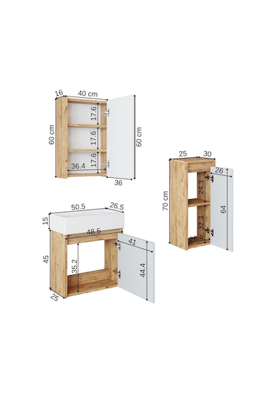 Roomart Ayaksız Tek Kapaklı Lavabolu 50 Cm Banyo Dolabı+Ayna Atlantik Çam - Beyaz Roomart Ayaksız Tek Kapaklı Lavabolu 50 Cm Banyo Dolabı+Ayna Atlantik Çam - Beyaz