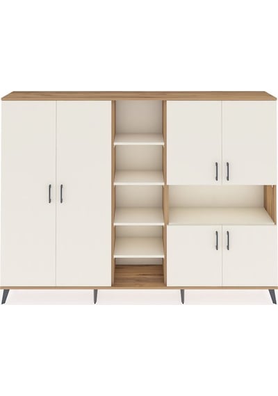 Arges Dolap 13 Raflı 6 Kapaklı 220x30x163 Çam-aytaşı Aytası - Atlas Çam