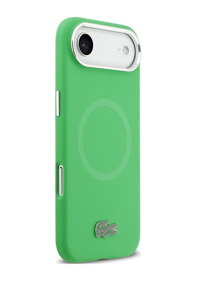 Apple Uyumlu iPhone 17 Air Kılıf Lacoste Lisanslı M-safeli İkonik Logo Metal Kamera Çerçeveli Silikon Kapak Yeşil Yeşil