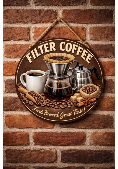 Mayeka Filtre Kahve Temalı Cafeler Kahveciler Baristalar İçin Ahşap Duvar Kapı Dekoratif Süs Tablo 12