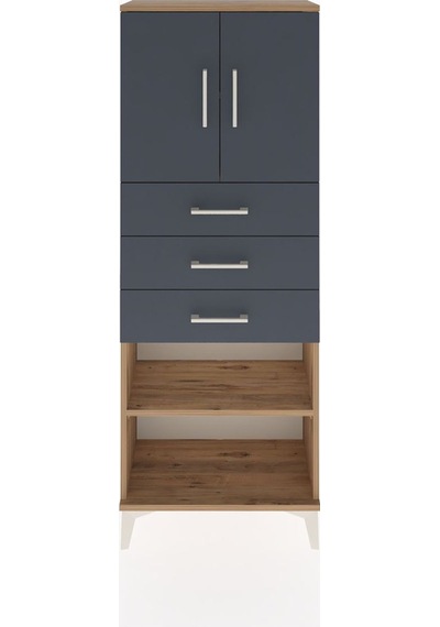 Arges Dolap 3 Raflı 3 Çekmeceli 2 Kapaklı 60x30x163 Çam-antrasit Atlas Çam