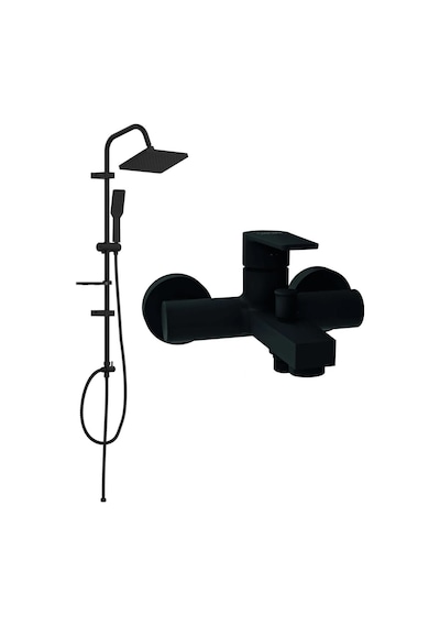 Creavit SR2510S Sharp Banyo Batarya + SH630SM Mat Siyah Tepe Duş Seti Mat Siyah