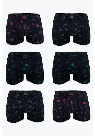 Malabadi Erkek 6'lı Siyah Desenli Premium Collection Modal Boxer 6m251